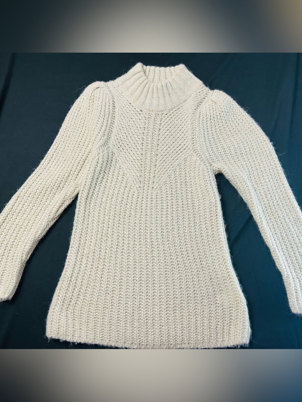 Express Metallic Open Knit Mock Neck Tunic Sweater Women’s Medium Alpaca Wool